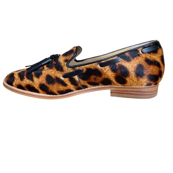 Talbots Leighton tassel loafers in leopard print calf hair women's size 6M - Picture 3 of 11